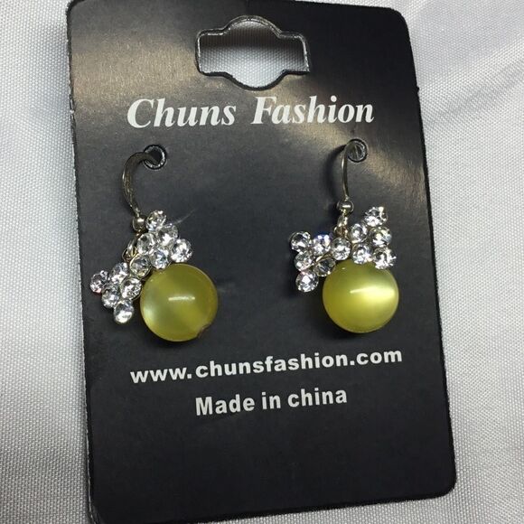 Crystal Bow Tie Ball Drop Earrings (H15) - Picture 1 of 4